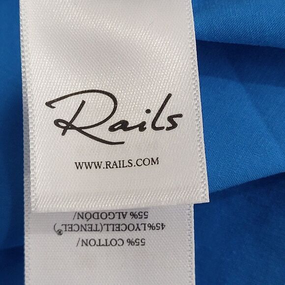 Rails JoJo Top Blouse Womens Blue XL Cuffed Short Sleeve Button Up Collared - Picture 12 of 14
